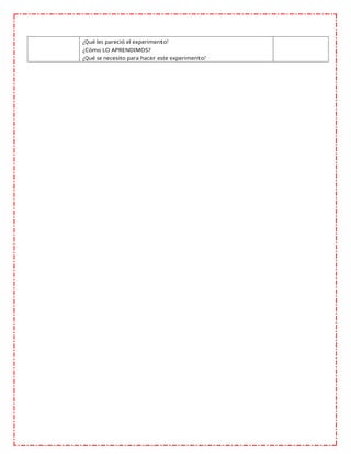 ¿Qué les pareció el experimento?
¿Cómo LO APRENDIMOS?
¿Qué se necesito para hacer este experimento?
 
