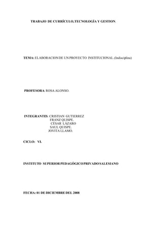 Proyecto Institucional Curriculo 2.