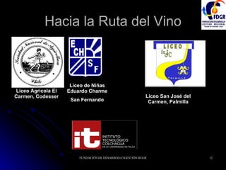 Hacia la Ruta del Vino Liceo Agrícola El Carmen, Codesser Liceo de Niñas Eduardo Charme San Fernando Liceo San José del Carmen, Palmilla 
