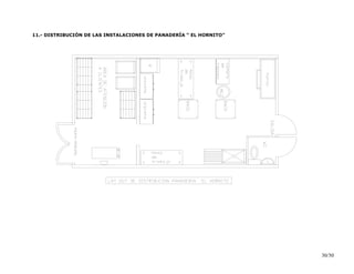 11.- DISTRIBUCIÓN DE LAS INSTALACIONES DE PANADERÍA “ EL HORNITO”
30/50
 