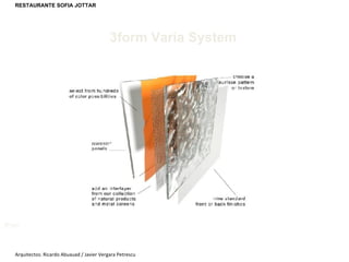 3form Varia System 3Form Arquitectos: Ricardo Abuauad / Javier Vergara Petrescu RESTAURANTE SOFIA JOTTAR 