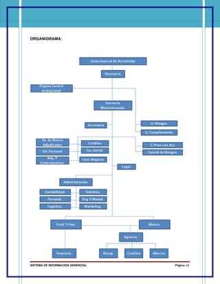 ORGANIGRAMA:




SISTEMA DE INFORMACION GERENCIAL   Página 13
 
