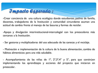 Proyecto 0° Proyecto Eco Alimentación 2015