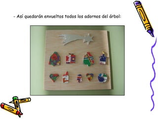 - Así quedarán envueltos todos los adornos del árbol: 
