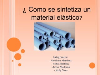 Integrantes:
- Abraham Martínez
- Sofia Martínez
--Javier Medrano
-- Kelly Nava
-
¿ Como se sintetiza un
material elástico?
 