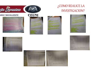 ¿COMO REALICE LA
INVESTIGACION?
 