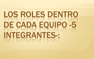Los roles dentro de cada equipo -5 integrantes-: