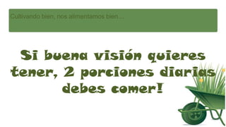 Cultivando bien, nos alimentamos bien…Si buena visión quieres tener, 2 porciones diarias debes comer!