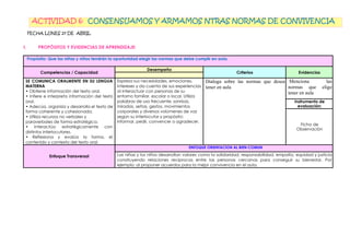 proyecto normas de convivencia en el aula y casa | DOCX