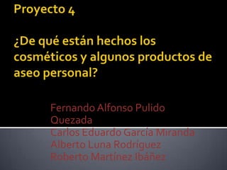 Fernando Alfonso Pulido
Quezada
Carlos Eduardo García Miranda
Alberto Luna Rodríguez
Roberto Martínez Ibáñez
 