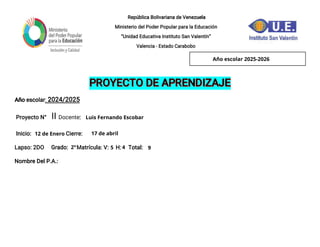 proyecto aprendizaje de 3er grado para la enseñanza | PDF