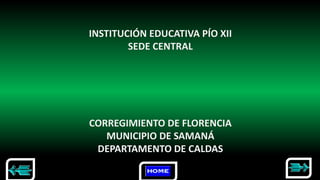 INSTITUCIÓN EDUCATIVA PÍO XII 
SEDE CENTRAL 
CORREGIMIENTO DE FLORENCIA 
MUNICIPIO DE SAMANÁ 
DEPARTAMENTO DE CALDAS 
 