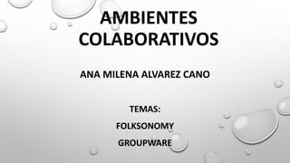 AMBIENTES
COLABORATIVOS
ANA MILENA ALVAREZ CANO
TEMAS:
FOLKSONOMY

GROUPWARE

 