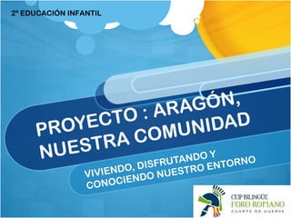 PROYECTO : ARAGÓN,
NUESTRA COMUNIDAD
VIVIENDO, DISFRUTANDO Y
CONOCIENDO NUESTRO ENTORNO
2º EDUCACIÓN INFANTIL
 