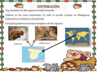 DISTRIBUCIÓN
Hay alrededor de200 especies entodo el mundo.
Habitan en los cinco continentes. En todo el mundo, excepto en ...