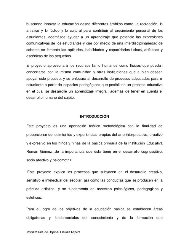 Proyecto artístico cultural EL ARTE Y LA CULTURA UN MUNDO