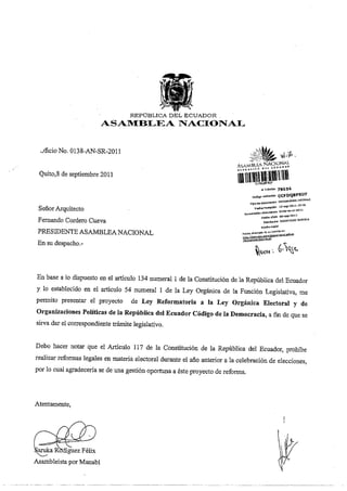 Proyecto de Ley Reforma al Código de la Democracia_Asambleísta Rodríguez