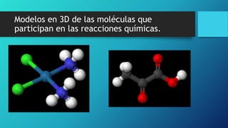 Modelos en 3D de las moléculas que
participan en las reacciones químicas.
 