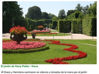 El jardín de Harry Potter - Viena
 Draco y Hermione caminaron en silencio y tomados de la mano por el jardín

 