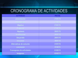 CRONOGRAMA DE ACTIVIDADES
 