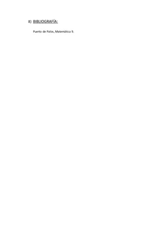 8) BIBLIOGRAFÍA:
Puerto de Palos, Matemática 9.
 