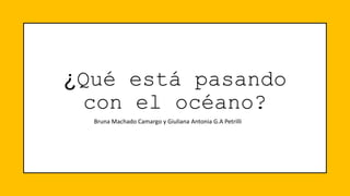 ¿Qué está pasando
con el océano?
Bruna Machado Camargo y Giuliana Antonia G.A Petrilli
 