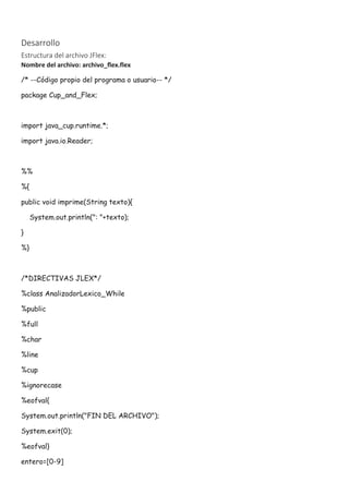Proyecto de compiladores Sentencia While con Java CUP y JFLEX | PDF