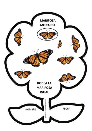 NOMBRE FECHA
PROYECTOFLORESYMARIPOSAS
RODEA LA
MARIPOSA
IGUAL
MARIPOSA
MONARCA
 