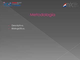  Descriptiva.
 Bibliográfica.
 