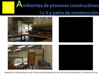 AMBIENTE DE APRENDIZAJE CURSO TECNOLOGO EN REMODELACION Y MTTO DE EDIFICACIONES – SITUACION ACTUAL
 