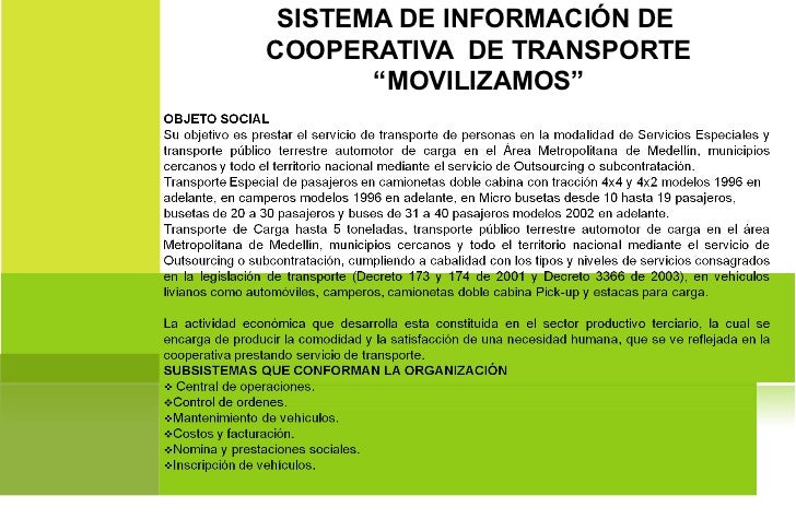 Proyecto Cooperativa De Transporte "Movilizamos"