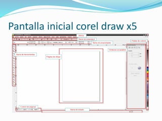 Pantalla inicial corel draw x5
