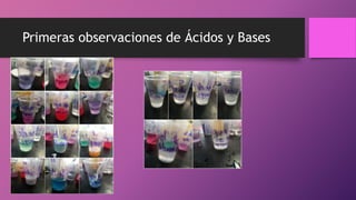 Primeras observaciones de Ácidos y Bases
 