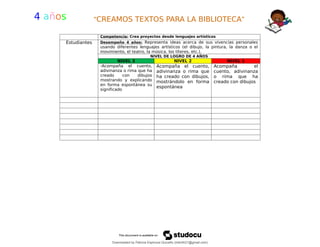 proyecto creacion de textos para niños de 3, 4 y 5 años del nivel de ...
