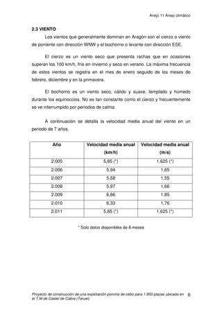 Anejo 10 Elementos de la instalación
Proyecto de explotación porcina de cebo para 1950 plazas ubicada en el T.M de Castel de
Cabra (Teruel)
4
3. RECINTO EXTERIOR
3.1 SILOS
Todos los silos de la explotación serán de acero galvanizado, con forma
cilíndrica en la parte superior y cónica en la inferior.
Dispondrán de 4 patas, que se unirán al silo mediante tornillos
galvanizados y mediante pernos a una solera de hormigón HA-25/P/20/IIa de
30cm de espesor.
Cada silo lleva acoplada una escalera en su superficie que permite el
acceso a su parte superior. Esta escalera dispondrá de un sistema de
protección frente a una posible caída. En la parte superior, el silo cuenta con
una tapa que evita la entrada de agua y de animales, la cual puede ser abierta
desde arriba de forma directa o desde abajo mediante una sirga metálica.
Por último, cada silo lleva incorporada una ventanilla de policarbonato al
comienzo del cono con el objetivo de ver el nivel de pienso del que
disponemos.
Los silos han sido calculados para abastecer la explotación durante 14
días. Cada nave dispondrá de 2 silos de 18.000kg de capacidad. En total, la
explotación contará con 4 silos.
La operación de llenado de los silos la realizarán camiones de reparto de
la empresa, que puesto que han visitado otras explotaciones tendrán la
obligación de pasar por el badén de desinfección para evitar posibles
contagios.
 