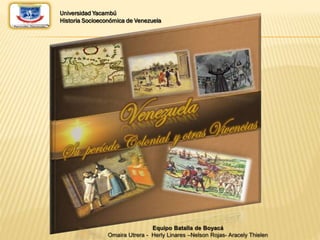 Universidad Yacambú
Historia Socioeconómica de Venezuela

 