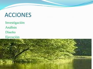 ACCIONES
Investigación
Análisis
Diseño
Ejecución