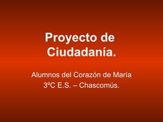 Proyecto de  Ciudadanía. Alumnos del Corazón de María 3ºC E.S. – Chascomús. 