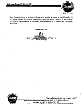 Proyecto de acuerdo taraza
