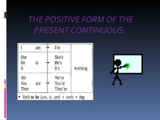 THE POSITIVE FORM OF THE PRESENT CONTINUOUS.  