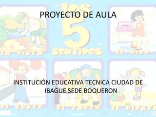 PROYECTO DE AULA




INSTITUCIÓN EDUCATIVA TECNICA CIUDAD DE
          IBAGUE SEDE BOQUERON
 
