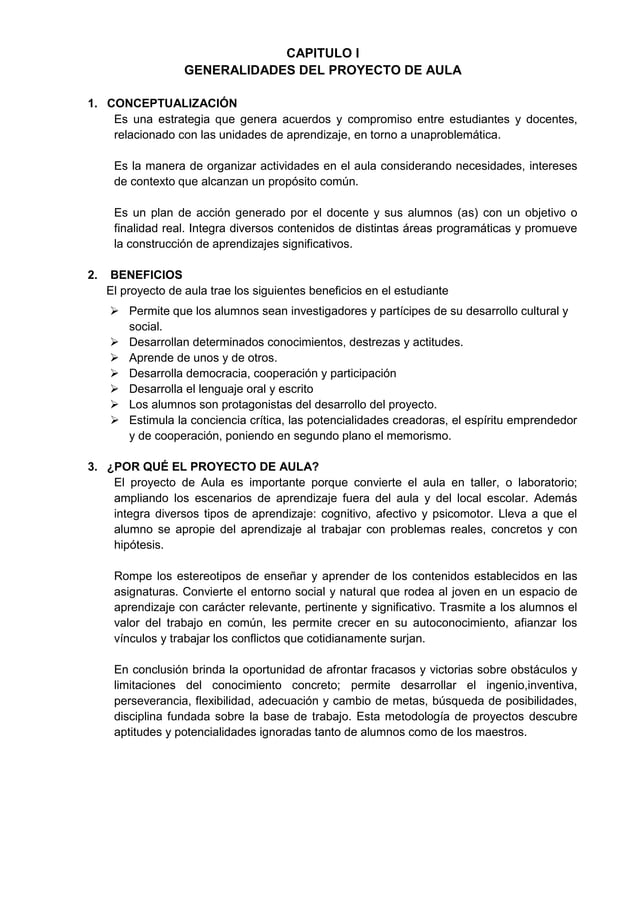 modelos de proyecto de aula | PDF