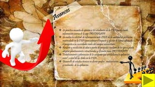  Se practica encuesta de opinión a 20 estudiantes de la CUN recolectando
información acerca de la app ORTOGRAPP
 Se realiza la solicitud de información ante SIGE de la cantidad de población
matriculada en la CUN para estimar el impacto y ajustar de forma adecuada
el proyecto a las necesidades reales del campus universitario
 Revisión y recolección de ideas a partir de proyectos similares de los que se pueda
adoptar planteamientos estructurados y eficientes para ORTOGRAPP
 Fortalecimiento y planeación de la campaña que sensibilizara la aplicación
móvil a nivel de las Sedes en la CUN
 Desarrollo de estudios técnicos en diseño grafico , ambientación
y contenidos de la aplicación.
 