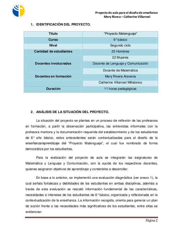 Proyecto de aula: "Proyecto Matenguaje"