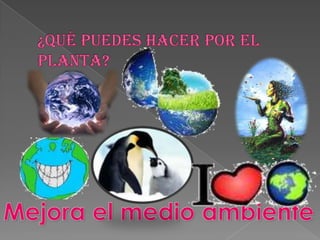 ¿Qué puedes hacer por el planta?Mejora el medio ambiente