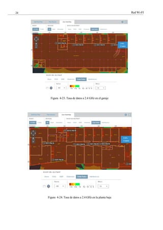Red Wi-FI
24
Figura 4-23. Tasa de datos a 2.4 GHz en el garaje
Figura 4-24. Tasa de datos a 2.4 GHz en la planta baja
 