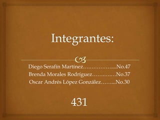 Diego Serafín Martínez….…………....No.47
Brenda Morales Rodríguez…….….…No.37
Oscar Andrés López González……...No.30



               431
 