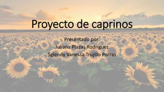 Proyecto de caprinos
Presentado por:
Juliana Plazas Rodríguez
Sglendy Vanessa Trujillo Porras
 