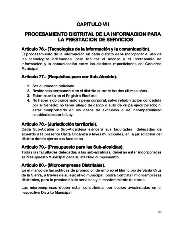Proyecto de Carta Orgánica Municipal de Santa Cruz de la 