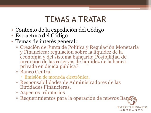 Proyecto De Codigo Organico Monetario Y Financiero